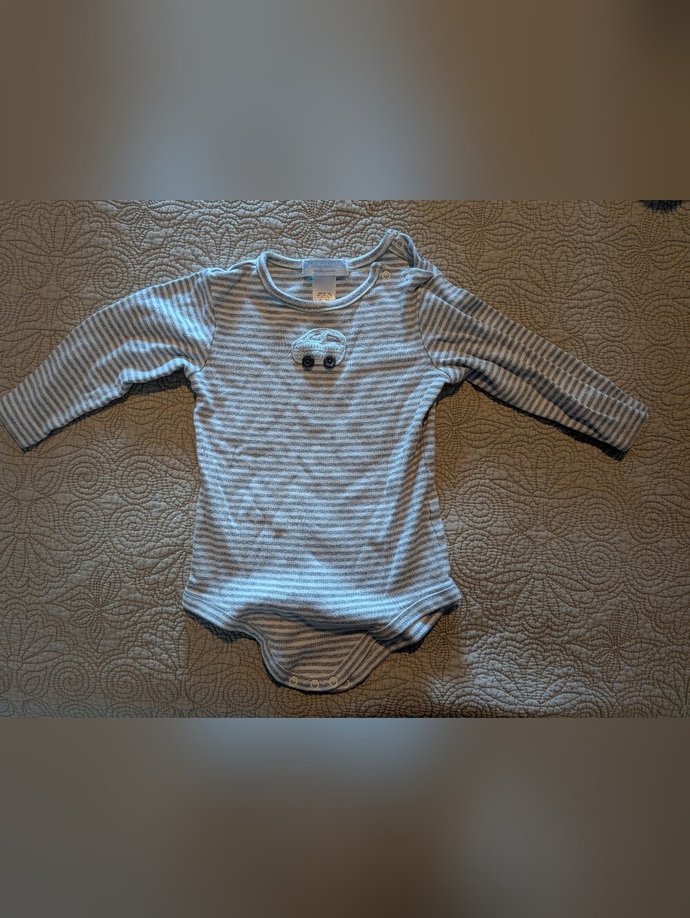 Janie and Jack Grey & White Striped Long-Sleeve Bodysuit